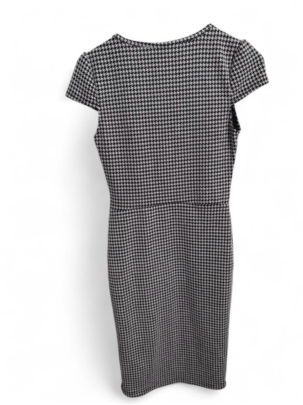Windsor Black White Houndstooth Sloan Sheath Dress Cap Sleeve Size Medium - Picture 4 of 5